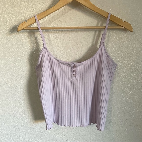 American Eagle Outfitters Light Purple Ribbed Camisole Tank Top Button Size L - Picture 7 of 7